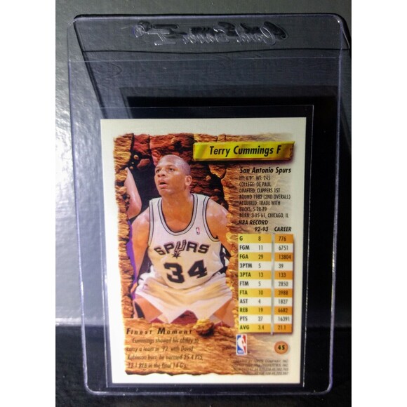1993-94 Topps Finest Terry Cummings #45 Basketball Card - Picture 2 of 2
